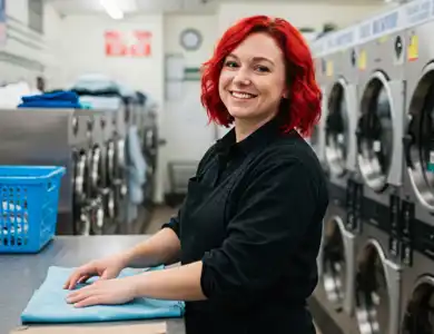 Laundry Attendant With Bright Red Hair 300X300
